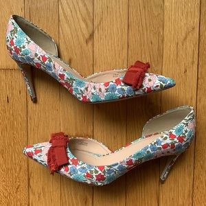 Rare J CREW Colette Bow Pumps in Liberty Print Pink & Blue Floral Heels 8
